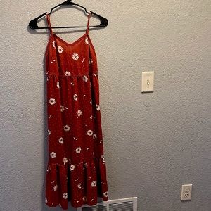 Size Small reddish-orange knee- length sundress